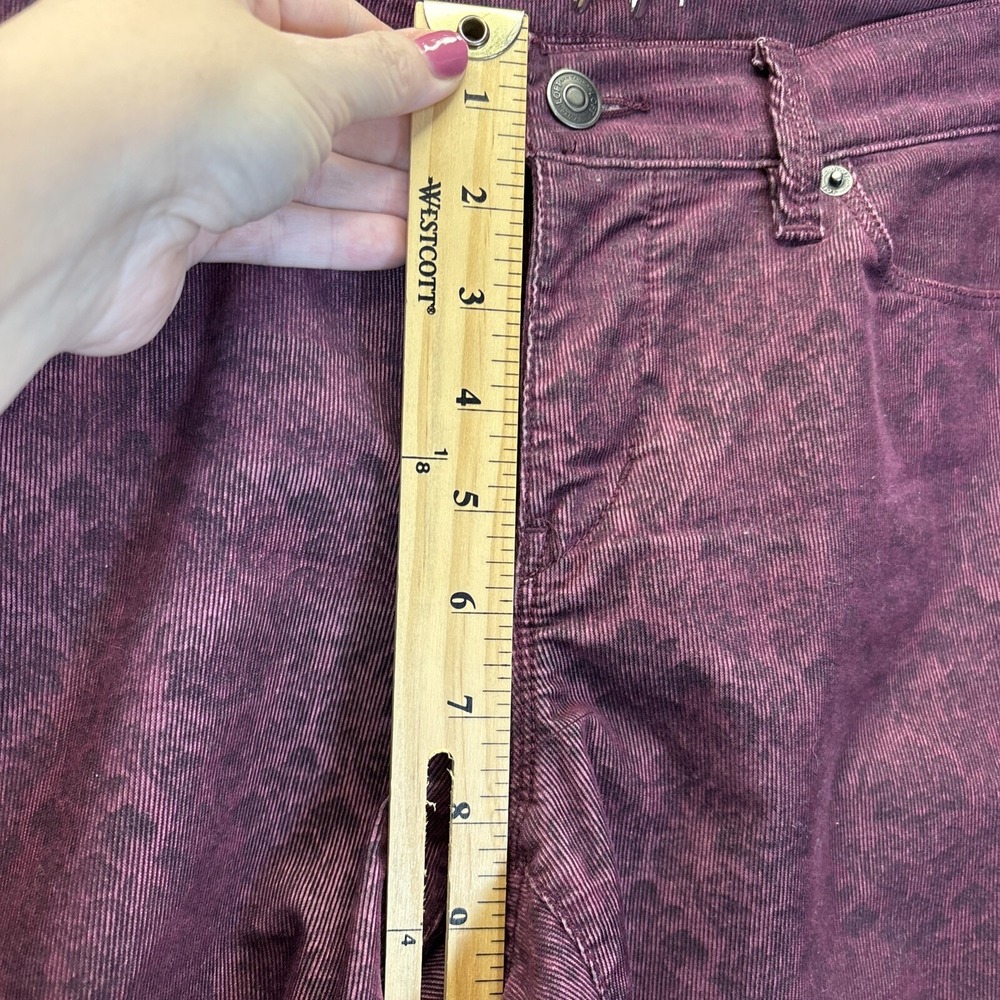 Loft Corduroy Pants Size 29/8P Tapered Leg Modern Skinny Burgundy Damask Print - Picture 5 of 11